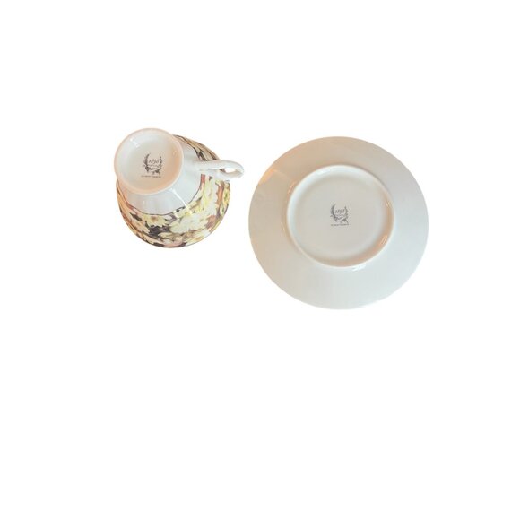 Victorian Trading Co July Teacup & Saucer Set Floral Design Bone China With Box - Picture 11 of 16